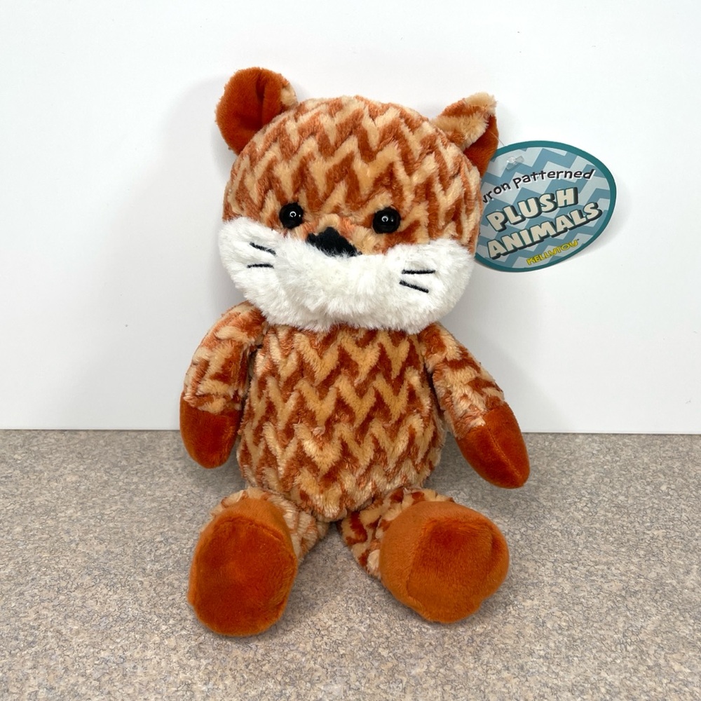 Kellytoy Orange Fox Chevron Patterned Plush Stuffed Animal